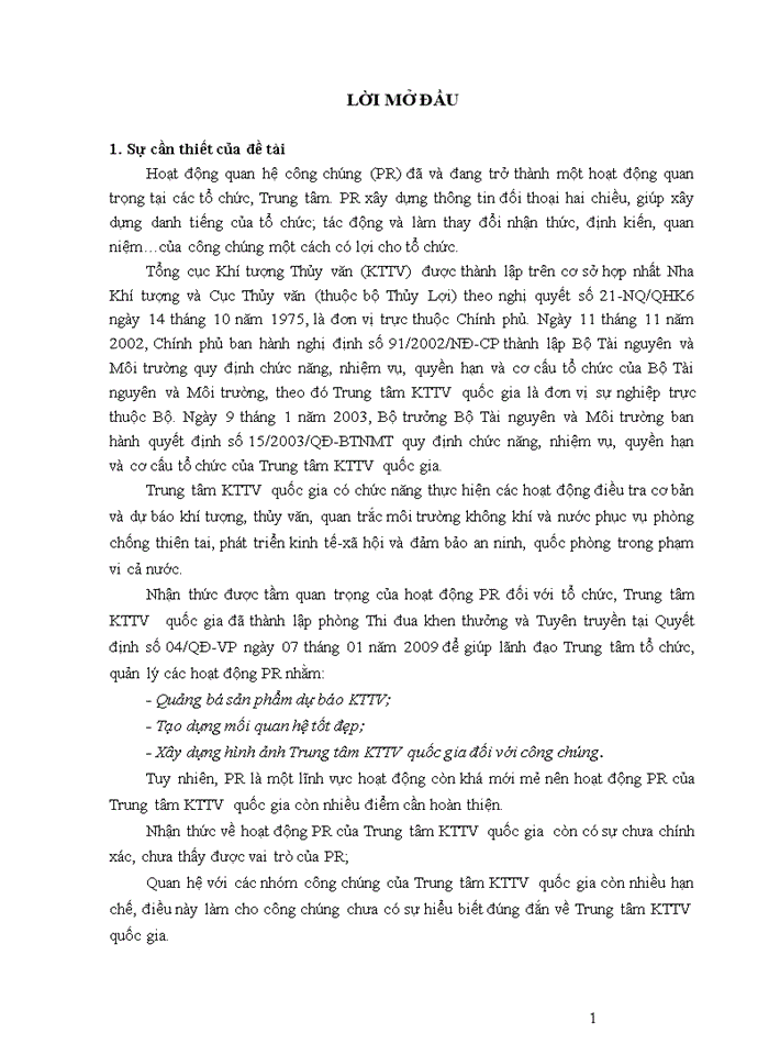 image for page Hoạt động quan hệ công chúng (pr) tại trung tâm khí tượng thủy văn quốc gia