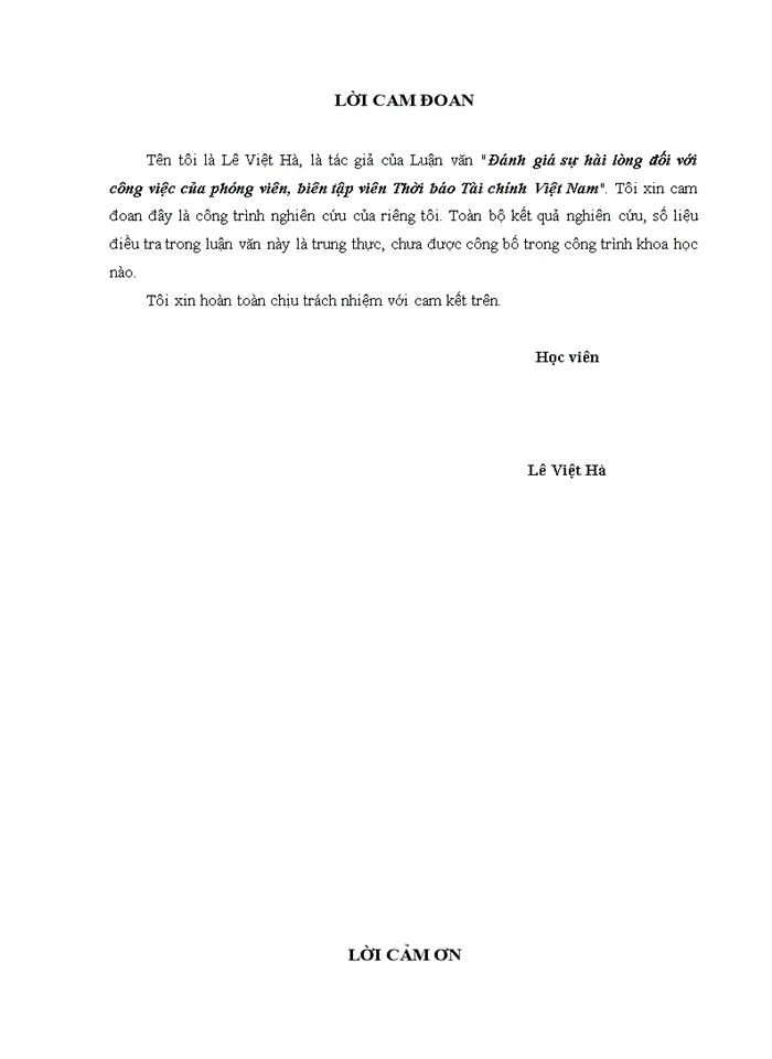 image for page Luận văn thạc sỹ kinh doanh và quản lý đánh giá sự hài lòng đối với công việc của phóng viên, biên tập viên thời báo tài chính Việt Nam