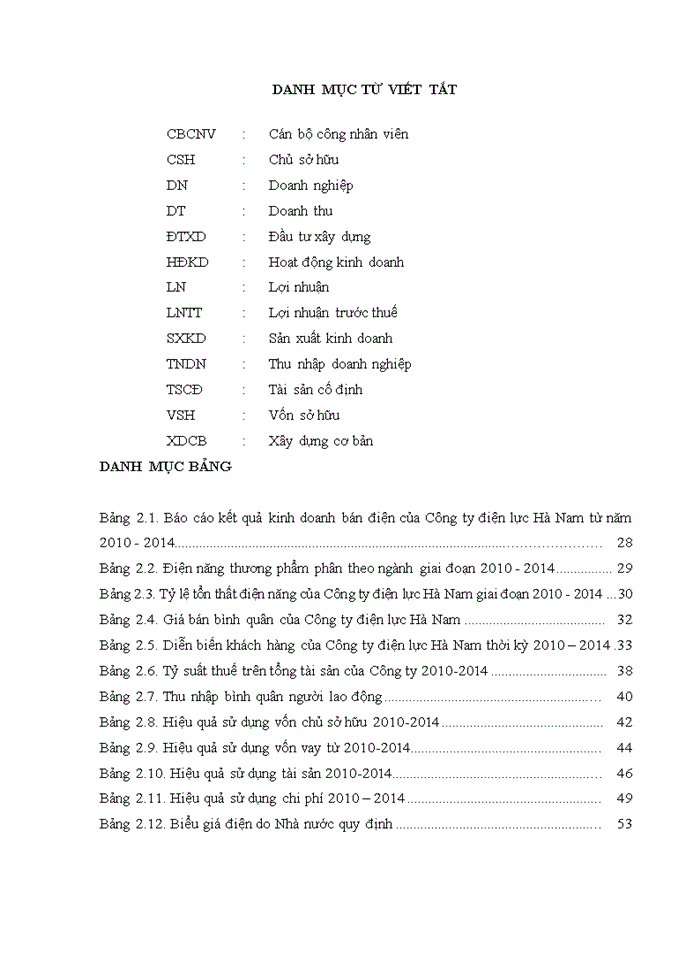 Luận văn thạc sỹ kinh doanh và quản lý nâng cao hiệu quả  kinh doanh bán điện ở công ty điện lực HÀ NAM