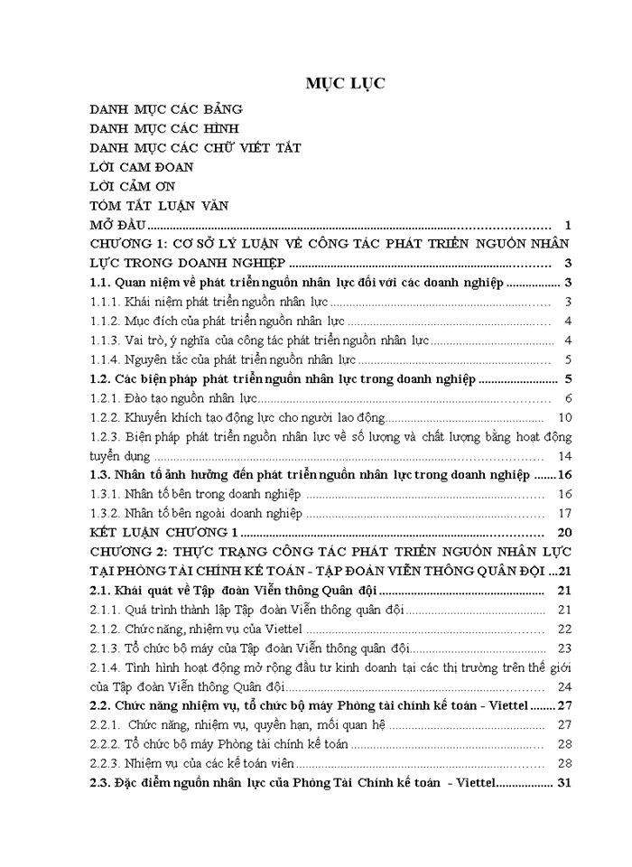 Luận văn thạc sỹ kinh doanh và quản lý giải pháp phát triển nguồn nhân lực tại phòng tài chính kế toán -tập đoàn viễn thông quân đội