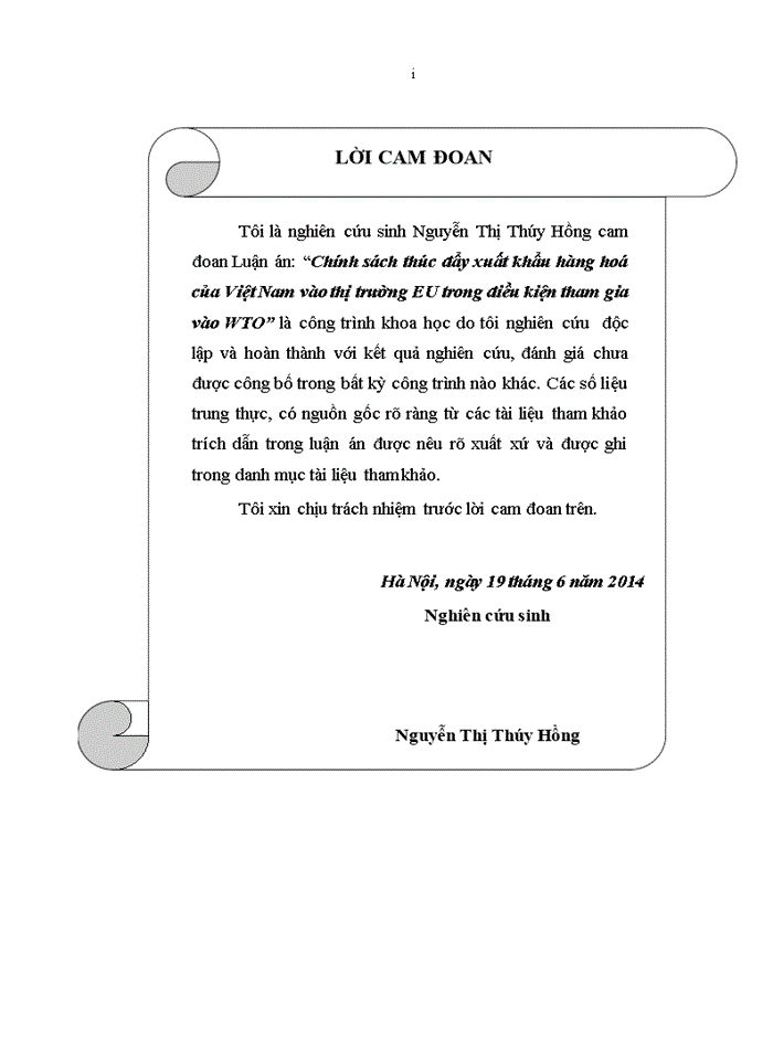 Chính sách thúc đẩy xuất khẩu hàng hoá của Việt Nam vào thị trường EU trong điều kiện tham gia vào WTO