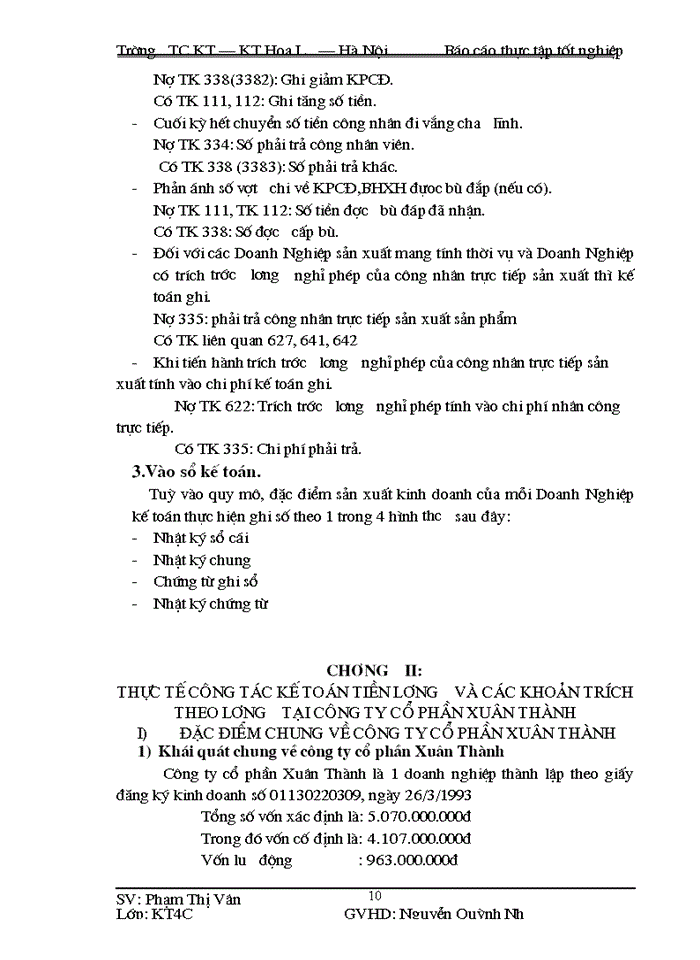 image for page Kế toán tiền lương và các khoản trích theo tiền lương tại Công ty cổ phần Xuân Thành