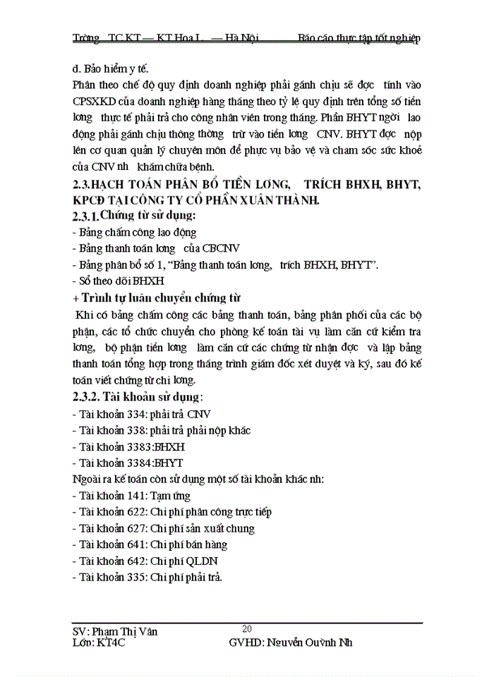 image for page Kế toán tiền lương và các khoản trích theo tiền lương tại Công ty cổ phần Xuân Thành