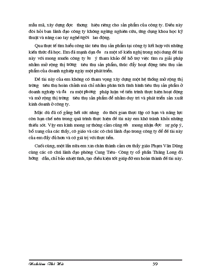 image for page Thực trạng và Giải pháp mở rộng thị trường Tiêu thụ Sản phẩm ở Công ty cổ phần Thăng Long