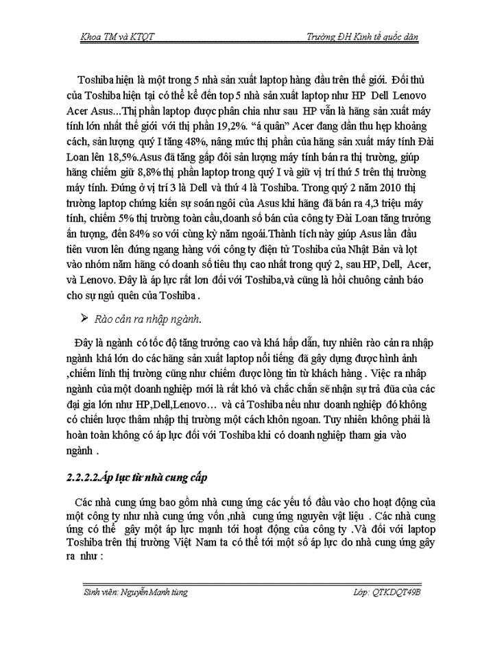 image for page Vận dụng mô hình cạnh tranh của M Porter để phân tích tình hình cạnh tranh của laptop TOSHIBA trên thị trường Việt Nam