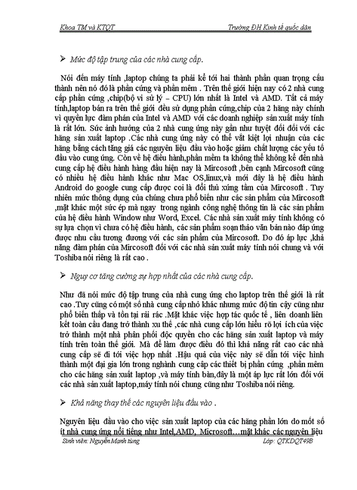 image for page Vận dụng mô hình cạnh tranh của M Porter để phân tích tình hình cạnh tranh của laptop TOSHIBA trên thị trường Việt Nam