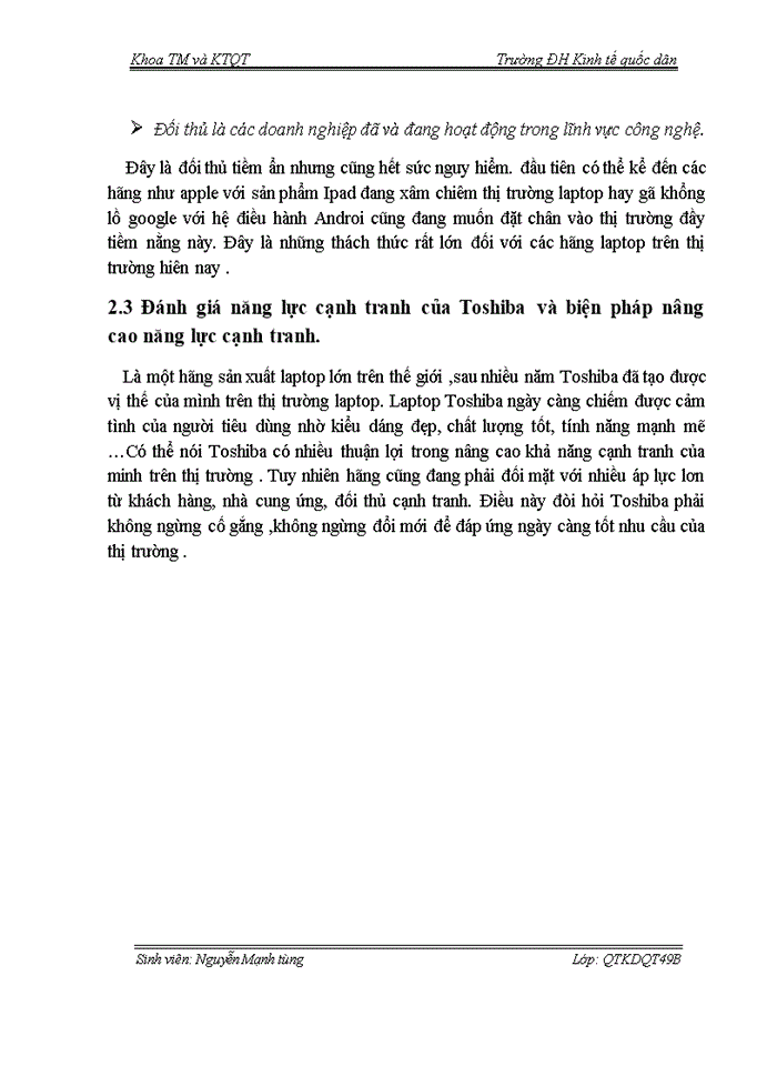 image for page Vận dụng mô hình cạnh tranh của M Porter để phân tích tình hình cạnh tranh của laptop TOSHIBA trên thị trường Việt Nam
