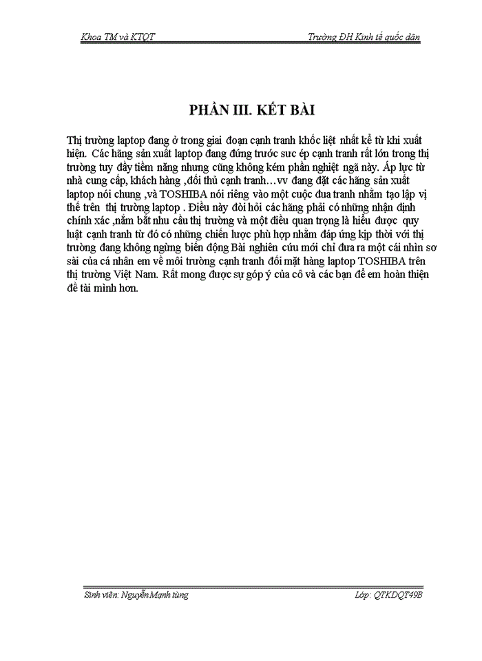 image for page Vận dụng mô hình cạnh tranh của M Porter để phân tích tình hình cạnh tranh của laptop TOSHIBA trên thị trường Việt Nam
