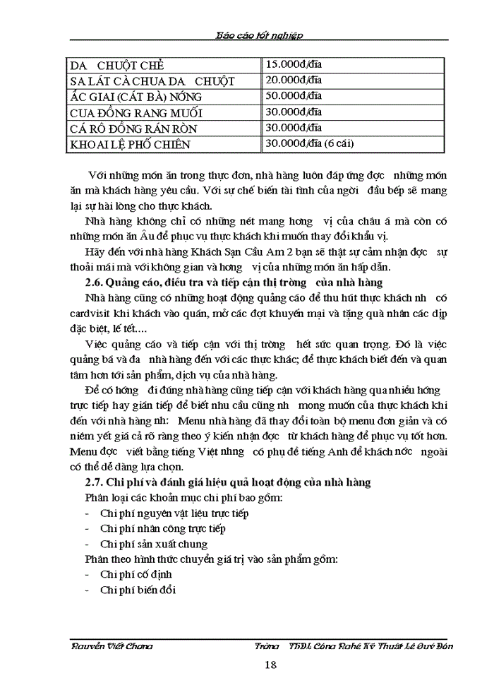 image for page Báo cáo thực tập tốt nghiệp tại nhà hàng khách sạn cầu Âm 2