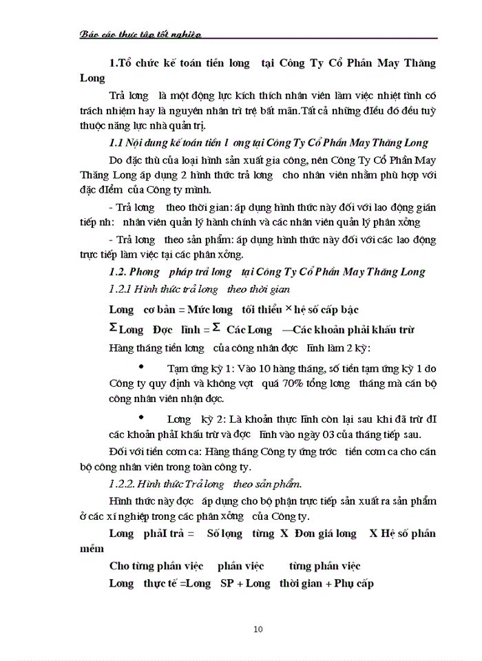 image for page Hạch toán công tác Kế toán tiền lương và các khoản trích theo lương tại Công ty cổ phần may thăng long