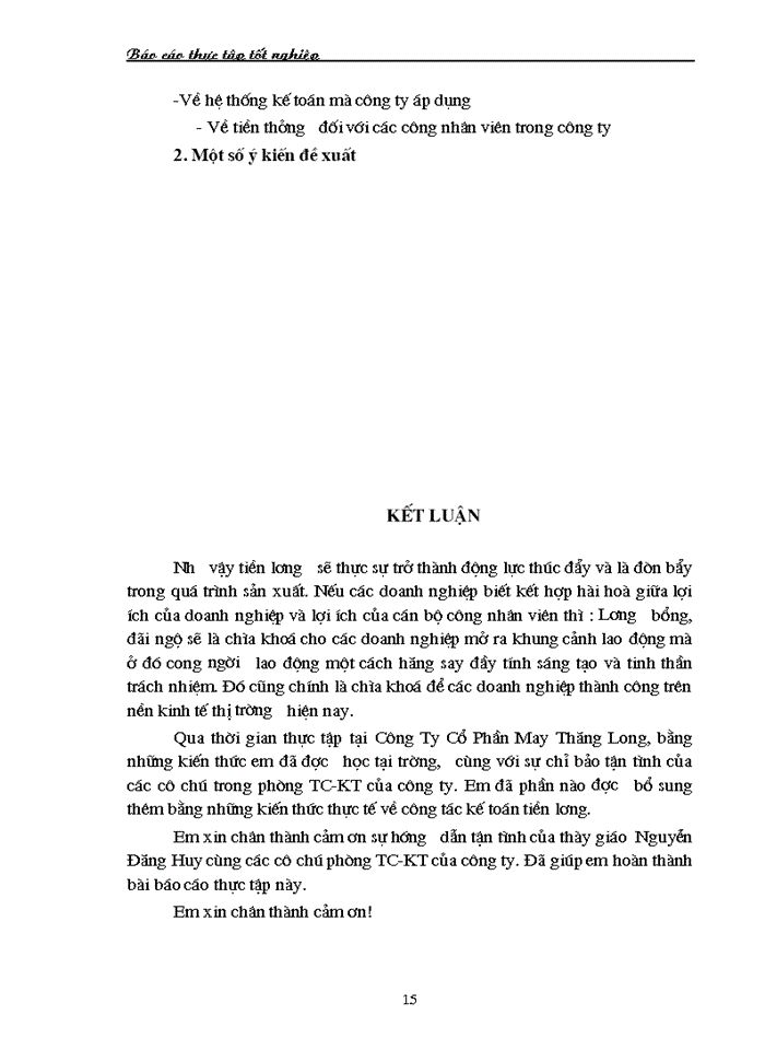 image for page Hạch toán công tác Kế toán tiền lương và các khoản trích theo lương tại Công ty cổ phần may thăng long