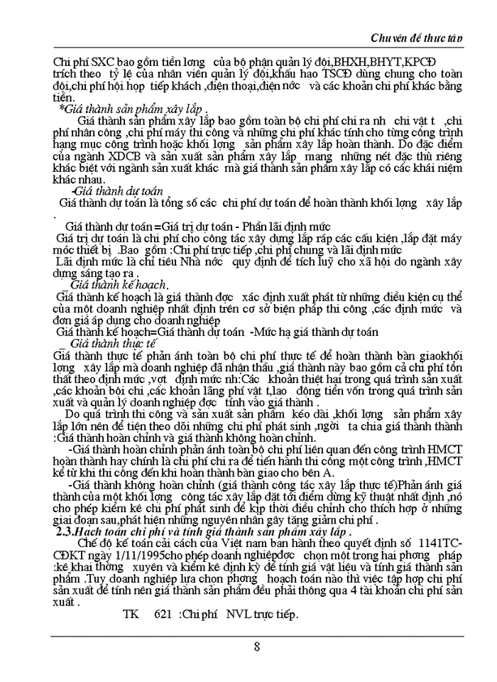 image for page Hạch toán Chi phí sản xuất và tính Giá thành sản phẩm trong doanh nghiệp Xây lắp