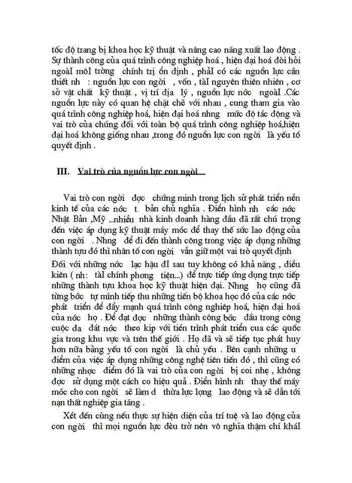 Triết mác Vai trò của con người trong quá trình Công nghiệp hóa - Hiện đại hóa đất nước