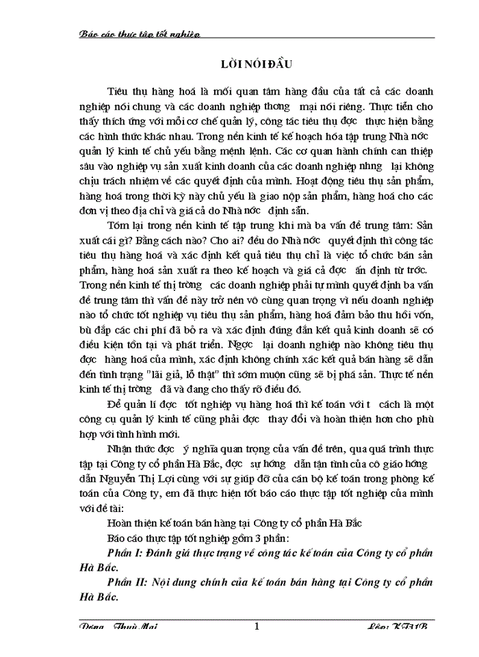 image for page Báo cáo thực tập tốt nghiệp tại Công ty cổ phần Hà Bắc
