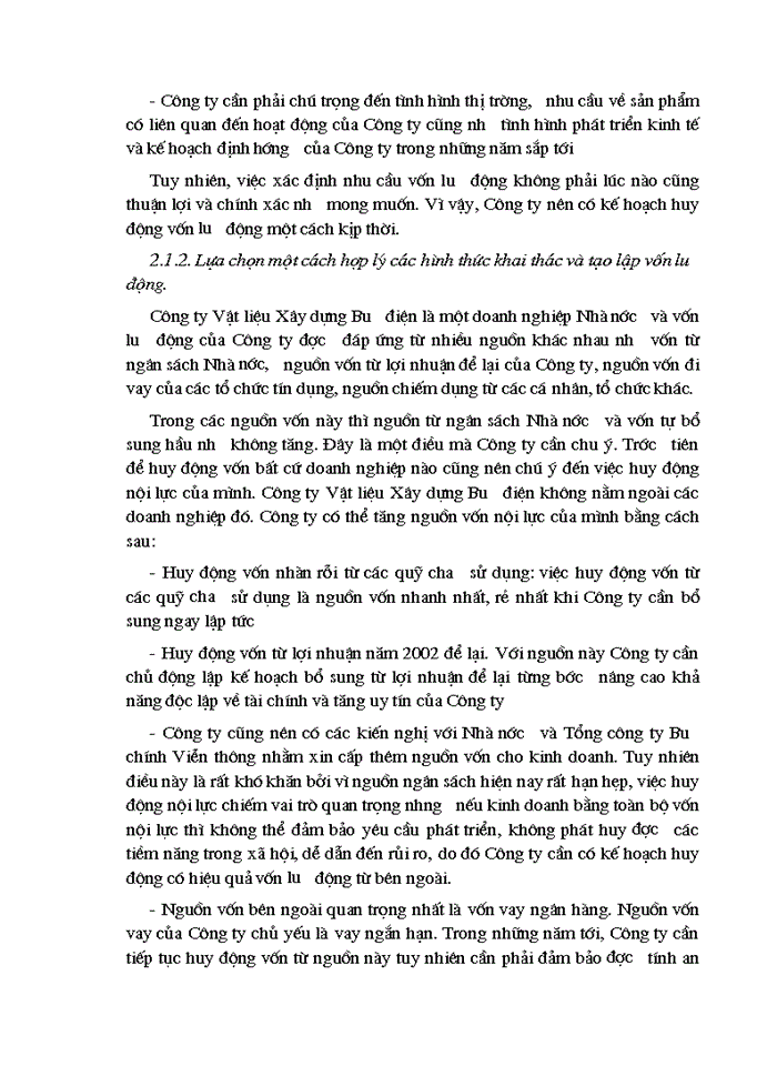 image for page Vốn lưu động và các biện pháp nâng cao hiệu quả sử dụng Vốn lưu động tại Công ty Vật liệu Xây dựng Bưu điện