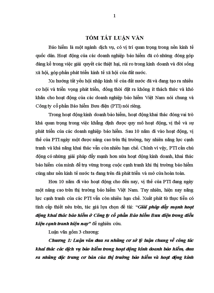 THS Giải pháp đẩy mạnh hoạt động khai thác Bảo hiểm ở Công ty cổ phần Bảo hiểm Bưu điện trong điều kiện cạnh tranh hiện nay