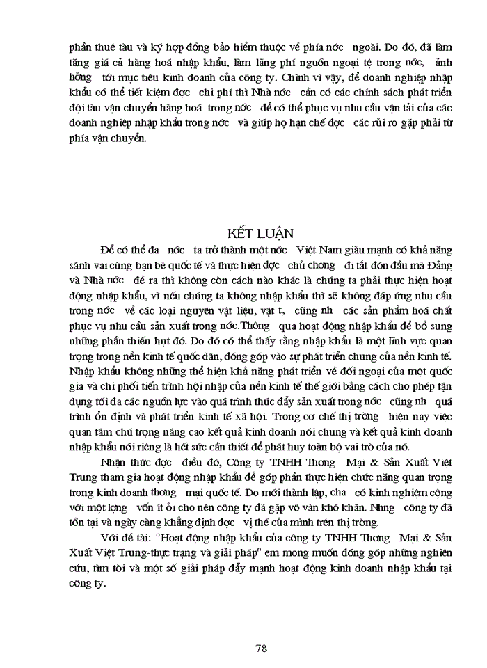 image for page THS Hoạt động Nhập khẩu của Công ty Trách nhiệm Hữu hạn Thương mại và sản xuất Việt Trung thực trạng và Giải pháp
