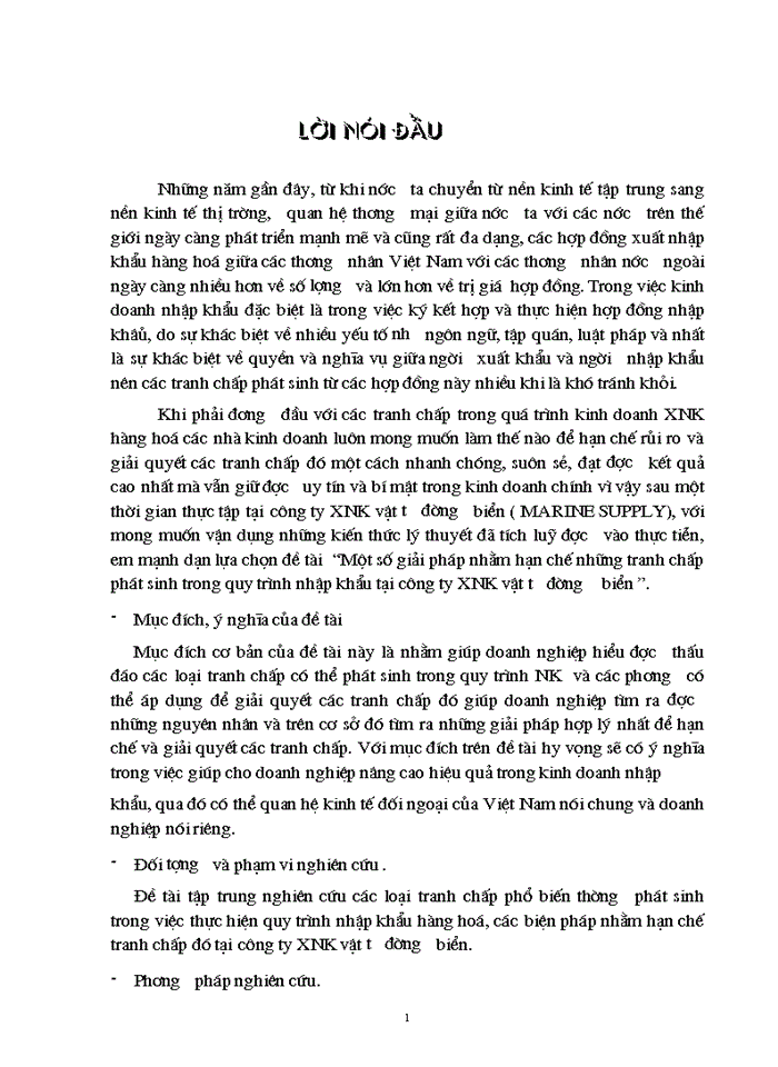 Một số Giải pháp nhằm hạn chế những chanh trấp phát sinh trong quy trình Nhập khẩu tại Công ty Xuất nhập khẩu vật tư đường biển