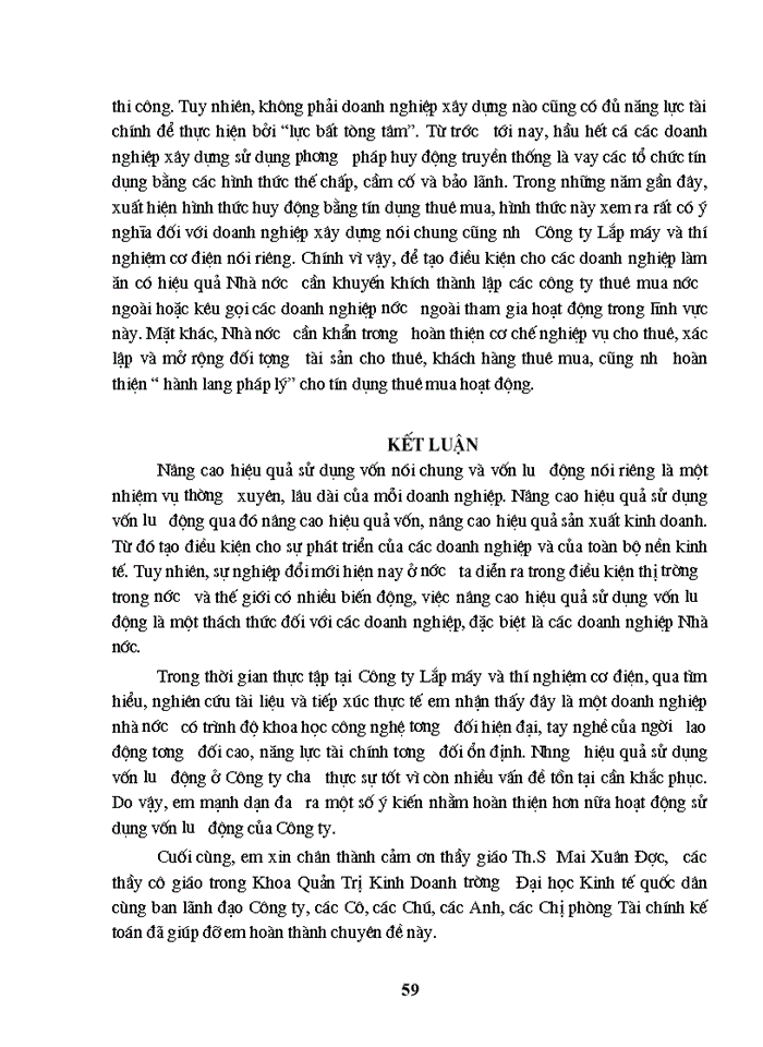 image for page Nâng cao hiệu quả sử dụng Vốn lưu động tại Công ty lắp máy và thí nghiệm cơ Điện