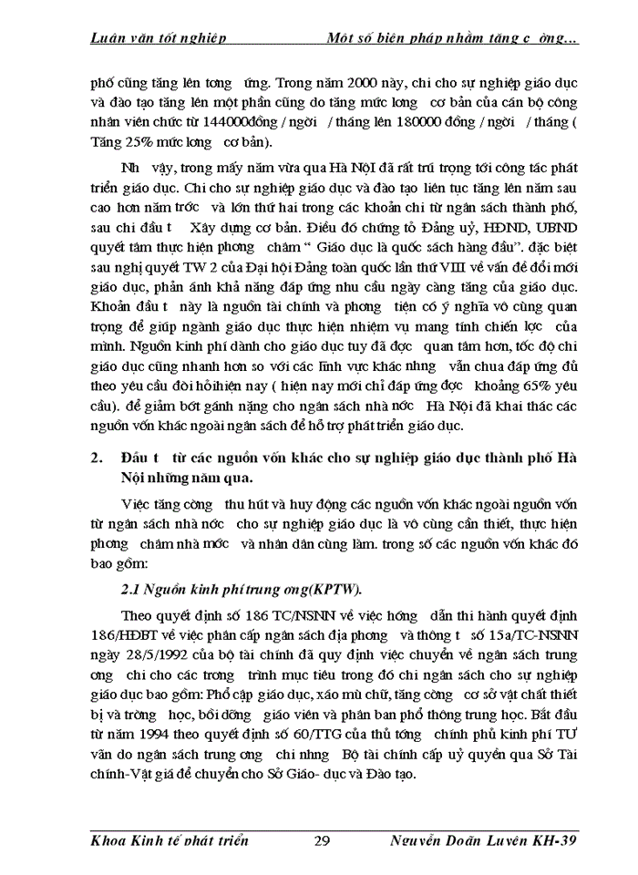 image for page Một số biện pháp nhằm tăng cường quản lí chi ngân sách nhà nước cho sự nghiệp giáo dục trên địa bàn thủ đô Hà Nội đến năm 2005