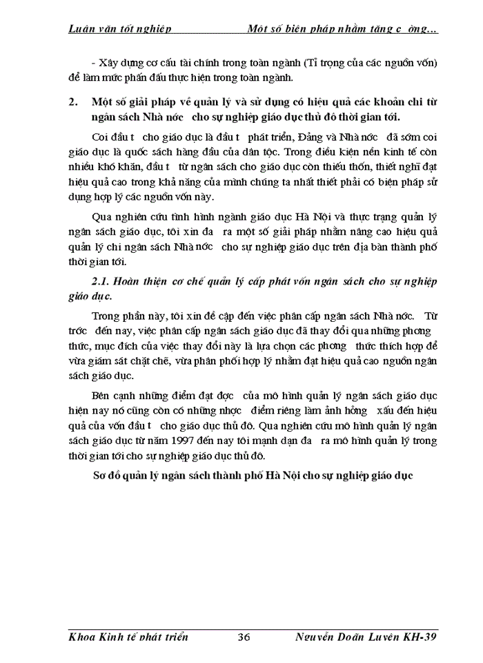 image for page Một số biện pháp nhằm tăng cường quản lí chi ngân sách nhà nước cho sự nghiệp giáo dục trên địa bàn thủ đô Hà Nội đến năm 2005