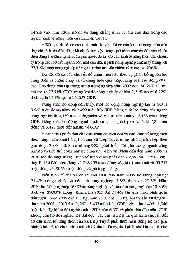image for page Thực trạng vàMột số Giải pháp nhằm chuyển đổi cơ cấu kinh tế nông thôn ở xã Liệp Tuyết - Quốc Oai Hà Tây