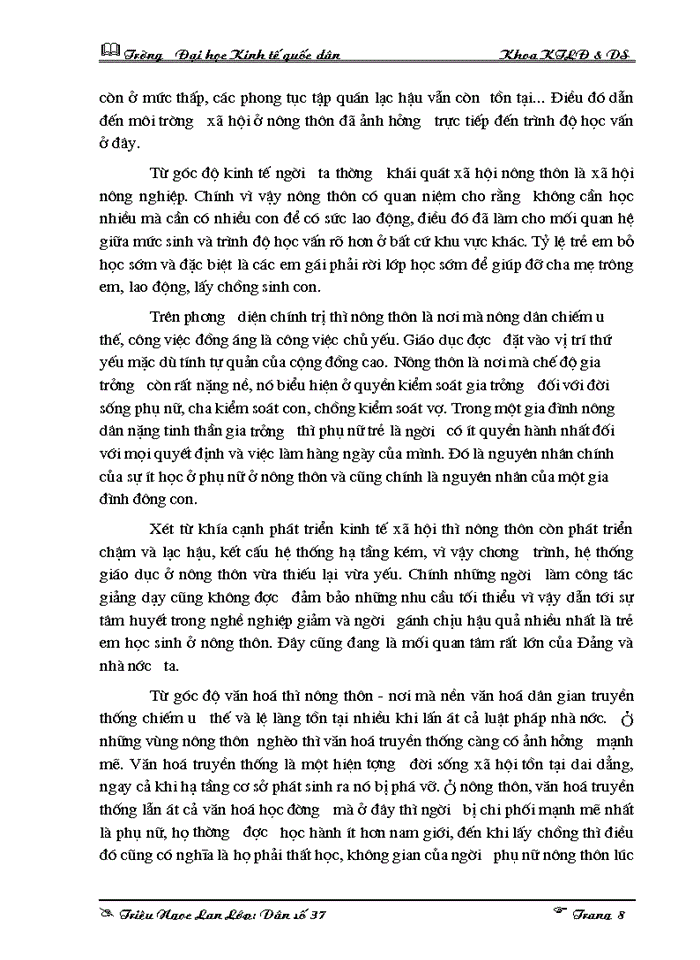 image for page Ảnh hưởng của trình độ học vấn đến mức sinh ở nông thôn Việt Nam