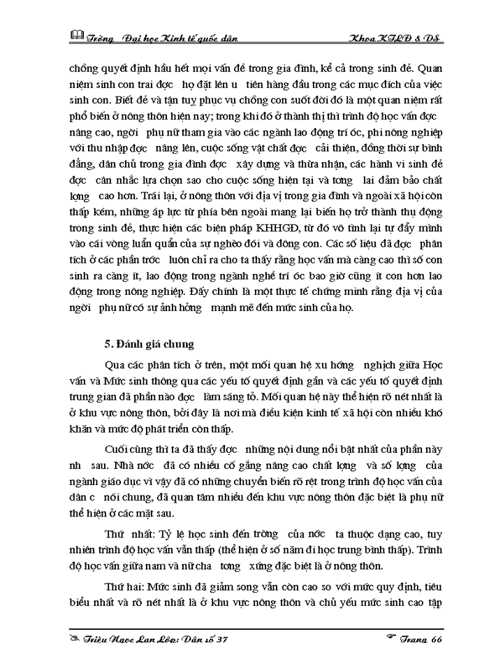 image for page Ảnh hưởng của trình độ học vấn đến mức sinh ở nông thôn Việt Nam