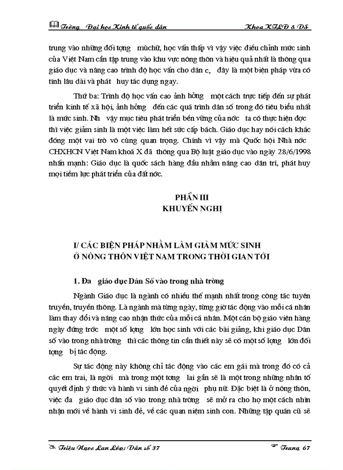 image for page Ảnh hưởng của trình độ học vấn đến mức sinh ở nông thôn Việt Nam