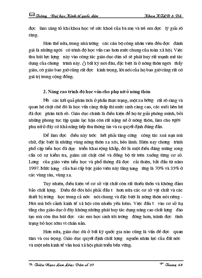 image for page Ảnh hưởng của trình độ học vấn đến mức sinh ở nông thôn Việt Nam