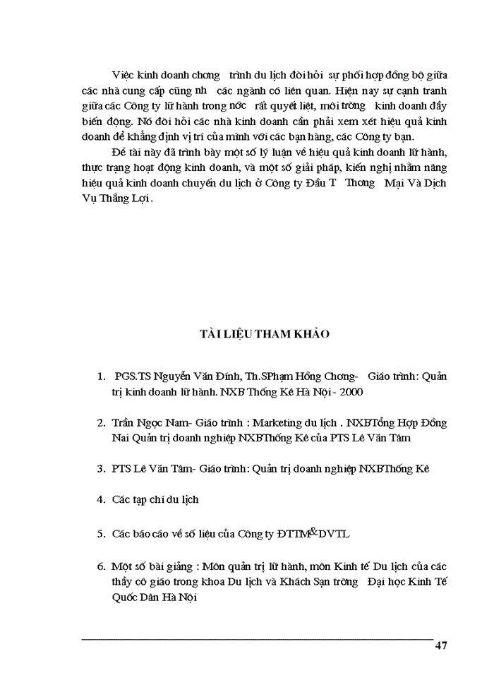 image for page Giải pháp nhằm nâng cao hiệu quả Kinh doanh lữ hành tại Công ty đầu tư Thương mại vàdịch vụ thăng lợi