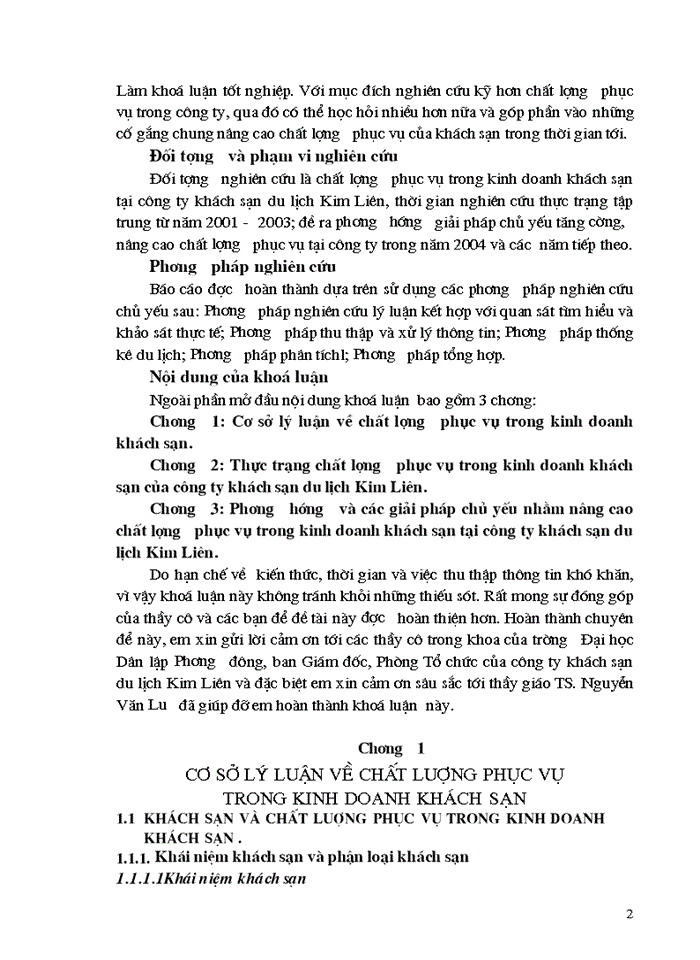 image for page Giải pháp chủ yếu nhằm nâng cao chất lượng phục vụ trong Kinh doanh khách sạn du lịch Kim Liên