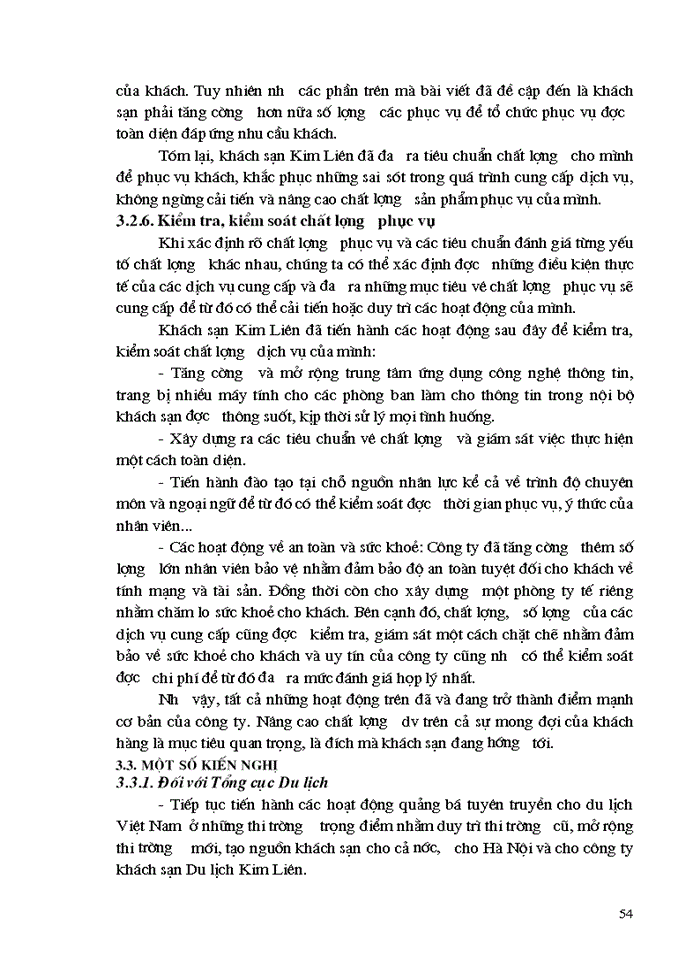 image for page Giải pháp chủ yếu nhằm nâng cao chất lượng phục vụ trong Kinh doanh khách sạn du lịch Kim Liên