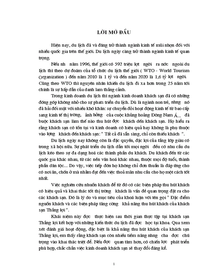 image for page Đặc điểm nguồn khách và các biện pháp tăng cường khả năng thu hút khách của khách sạn Thắng Lợi