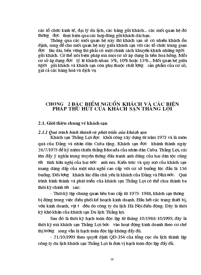 image for page Đặc điểm nguồn khách và các biện pháp tăng cường khả năng thu hút khách của khách sạn Thắng Lợi