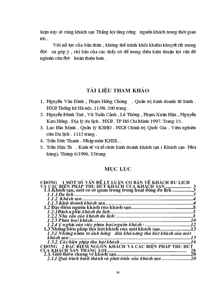 image for page Đặc điểm nguồn khách và các biện pháp tăng cường khả năng thu hút khách của khách sạn Thắng Lợi