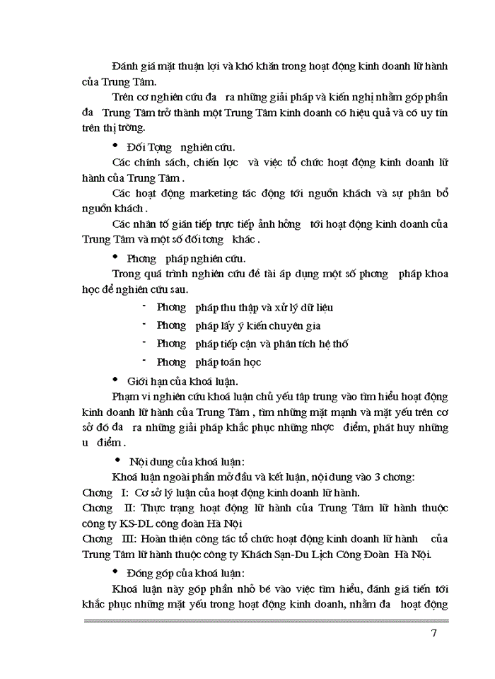 image for page Hoạt động Kinh doanh lữ hành của TrungTâm du lịch và dịch vụ thuộc Công ty Khách sạn - Du lịch Công Đoàn HN