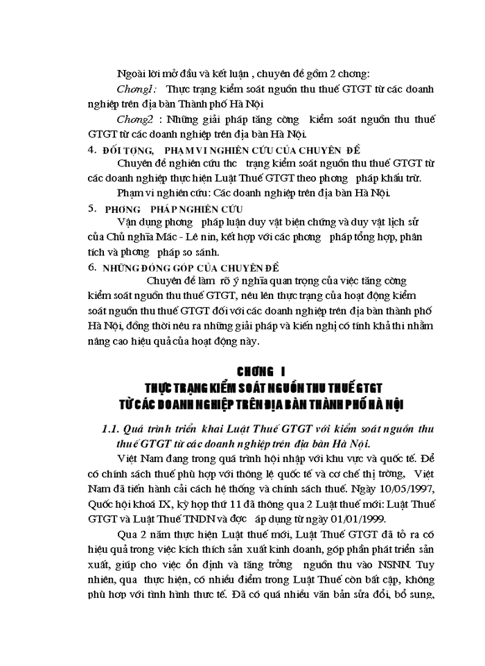 Thực trạng kiểm soát nguồn thu thuế Giá trị gia tăng từ các Doanh nghiệp trên địa bàn HN và Giải pháp hoàn thiện