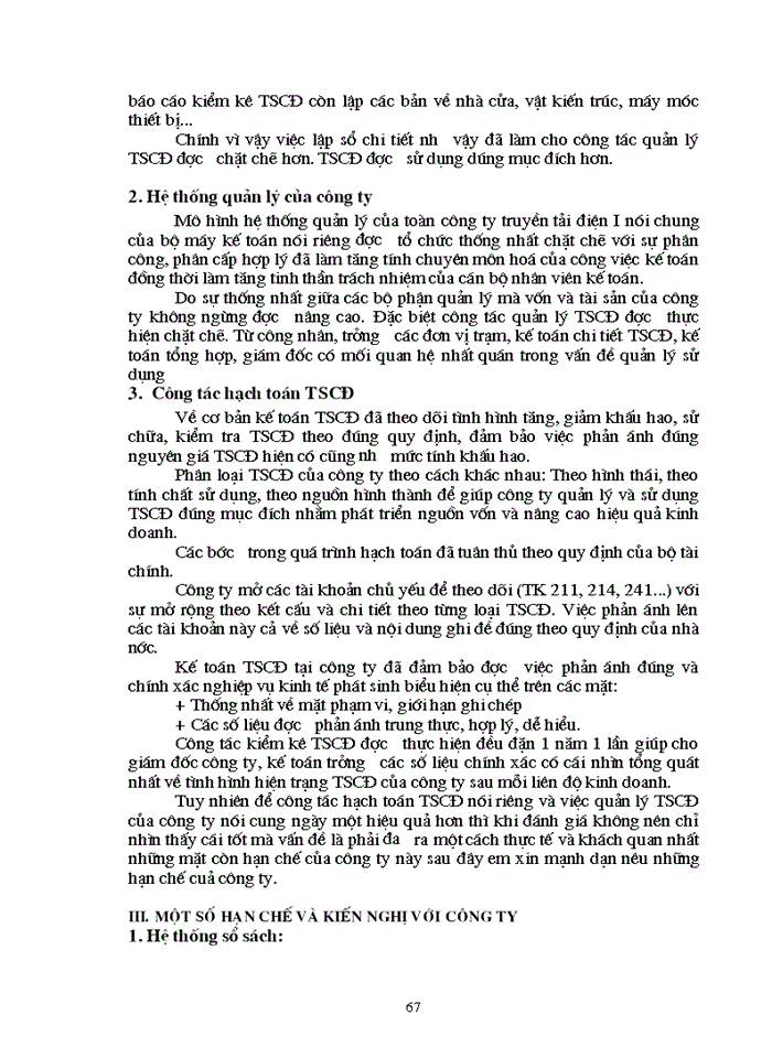 image for page Tổ chức Kế toán Tài sản cố định và phân tích tình hình trang bị và sử dụng Tài sản cố định tại Công ty truyền tải Điện 1