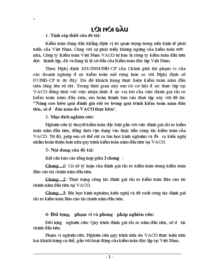 image for page THS Nâng cao hiệu quả đánh giá rủi ro trong quá trình Kiểm toán năm đầu tiên số dư đầu năm do VACO thực hiện