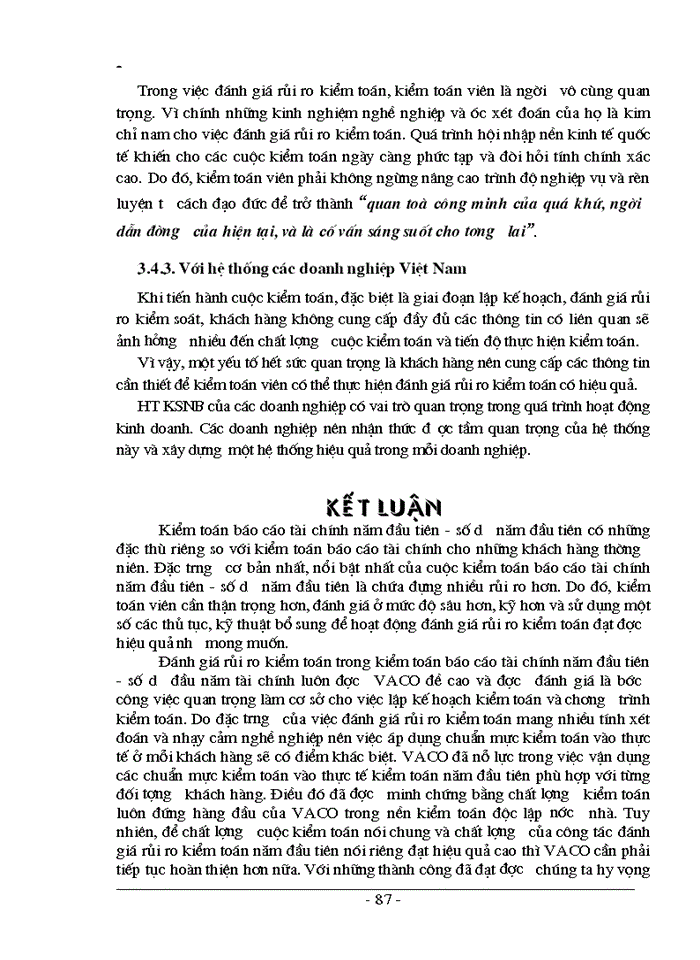 image for page THS Nâng cao hiệu quả đánh giá rủi ro trong quá trình Kiểm toán năm đầu tiên số dư đầu năm do VACO thực hiện