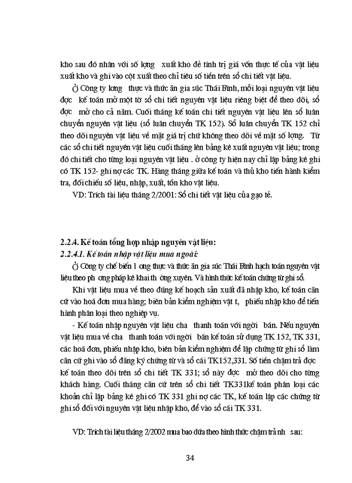 image for page Tổ chức công tác Kế toán Nguyên vật liệu ở Công ty Chế biến lương thực và thức ăn gia súc