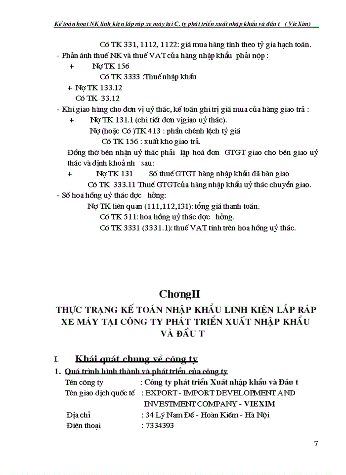 image for page Kế toán hoạt động Nhập khẩu linh kiện lắp ráp xe máy tại Công ty phát triển Xuất nhập khẩu và đầu tư VIEXIM