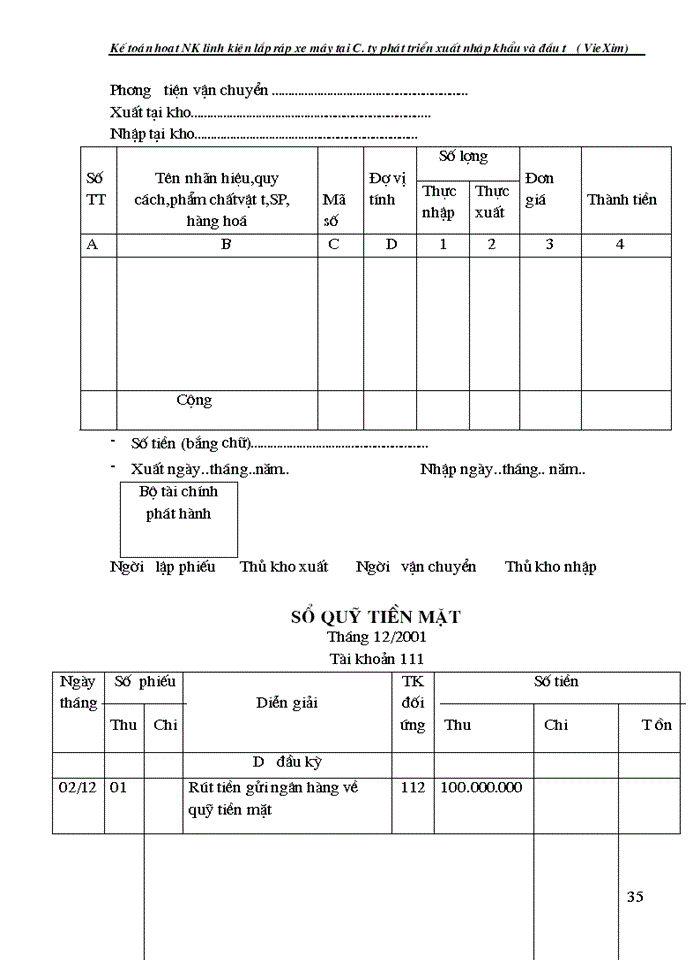 image for page Kế toán hoạt động Nhập khẩu linh kiện lắp ráp xe máy tại Công ty phát triển Xuất nhập khẩu và đầu tư VIEXIM