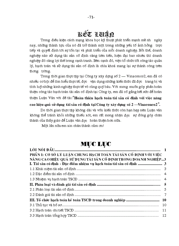 image for page Hoàn thiện hạch toán Tài sản cố định với việc nâng cao hiệu quả sử dụng Tài sản cố định tại Công ty Xây dựng số 2 VINACONCO2