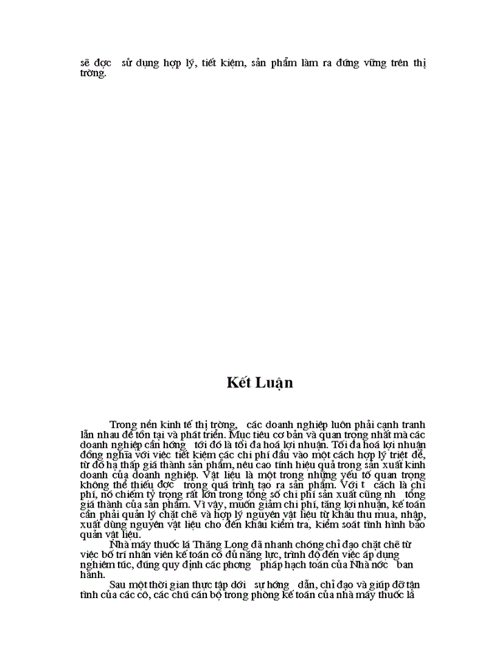 image for page Công tác hạch toán Kế toán Nguyên vật liệu Công cụ dụng cụ tại Nhà máy Thuốc lá Thăng Long