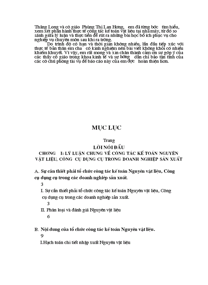 image for page Công tác hạch toán Kế toán Nguyên vật liệu Công cụ dụng cụ tại Nhà máy Thuốc lá Thăng Long