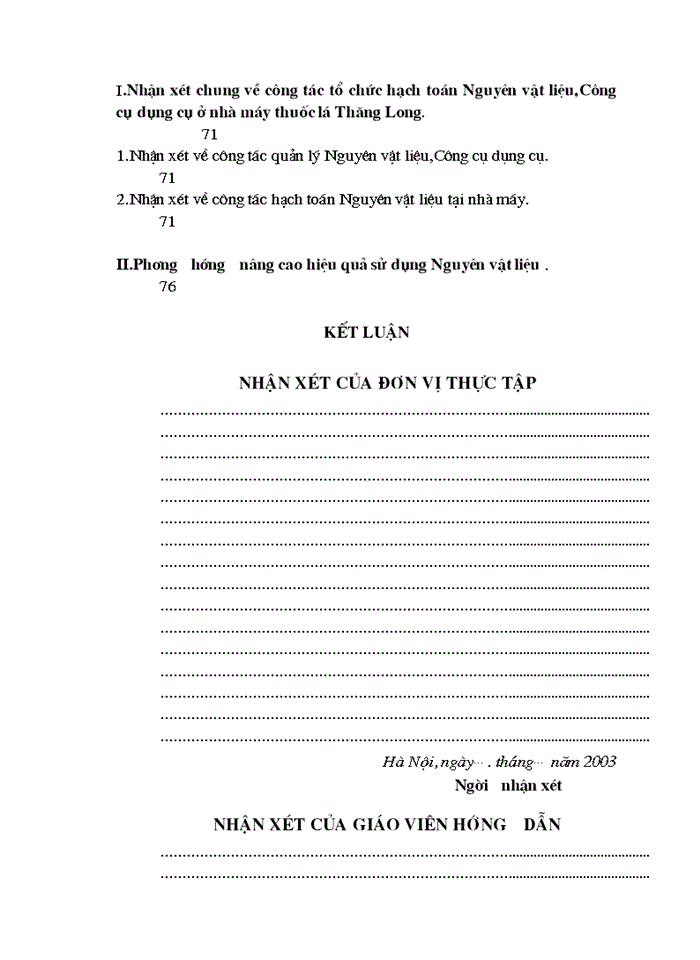 image for page Công tác hạch toán Kế toán Nguyên vật liệu Công cụ dụng cụ tại Nhà máy Thuốc lá Thăng Long