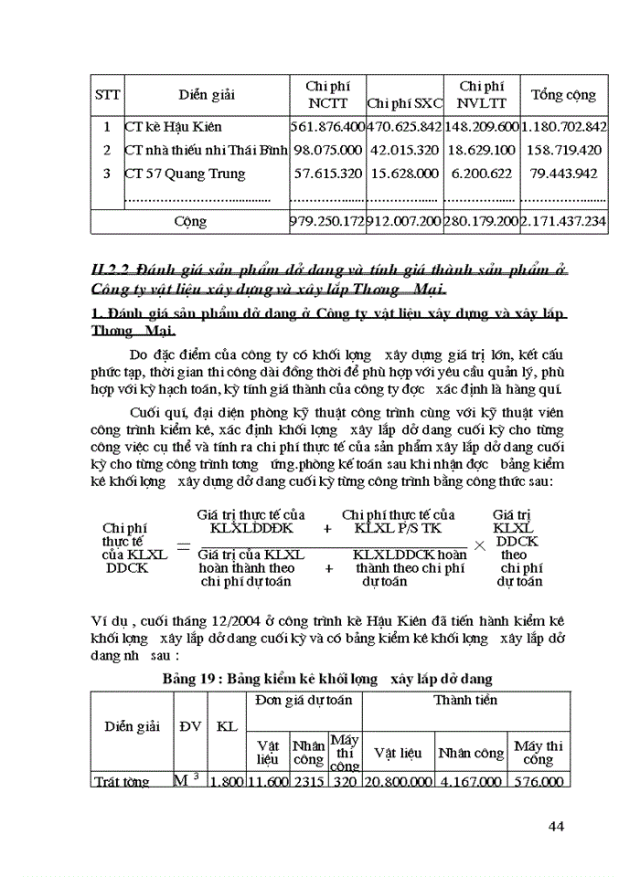 image for page Kế toán tập hợp Chi phí sản xuất và tính Giá thành sản phẩm Xây lắp ở Công ty Vật liệu và Xây lắp Thương mại
