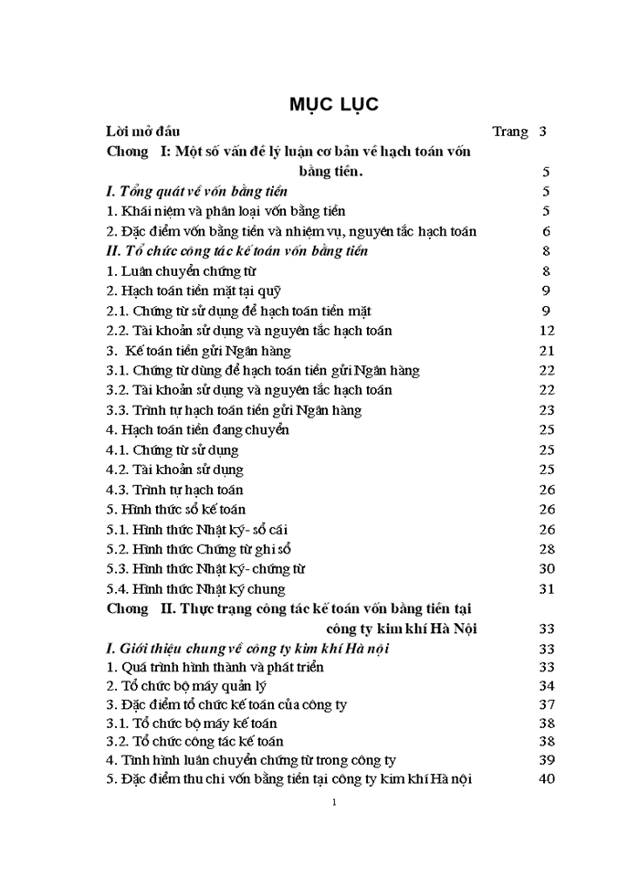Hạch toán Kế toán vốn bằng tiền tại Công ty Kim khí Hà Nội
